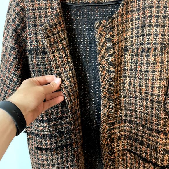 Misook Orange & Black Tweed Classic Wool Blend Blazer Jacket Women's Size XL EUC - Picture 8 of 12